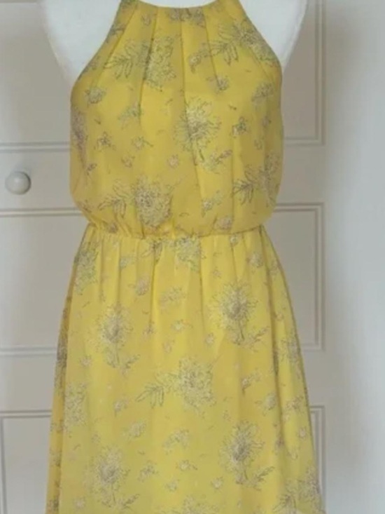 Blue Rain Dresses & Skirts - NWOT BLUE RAIN Yellow Sleeveless Dress w/Floral Print and Elastic Waist, Flared
